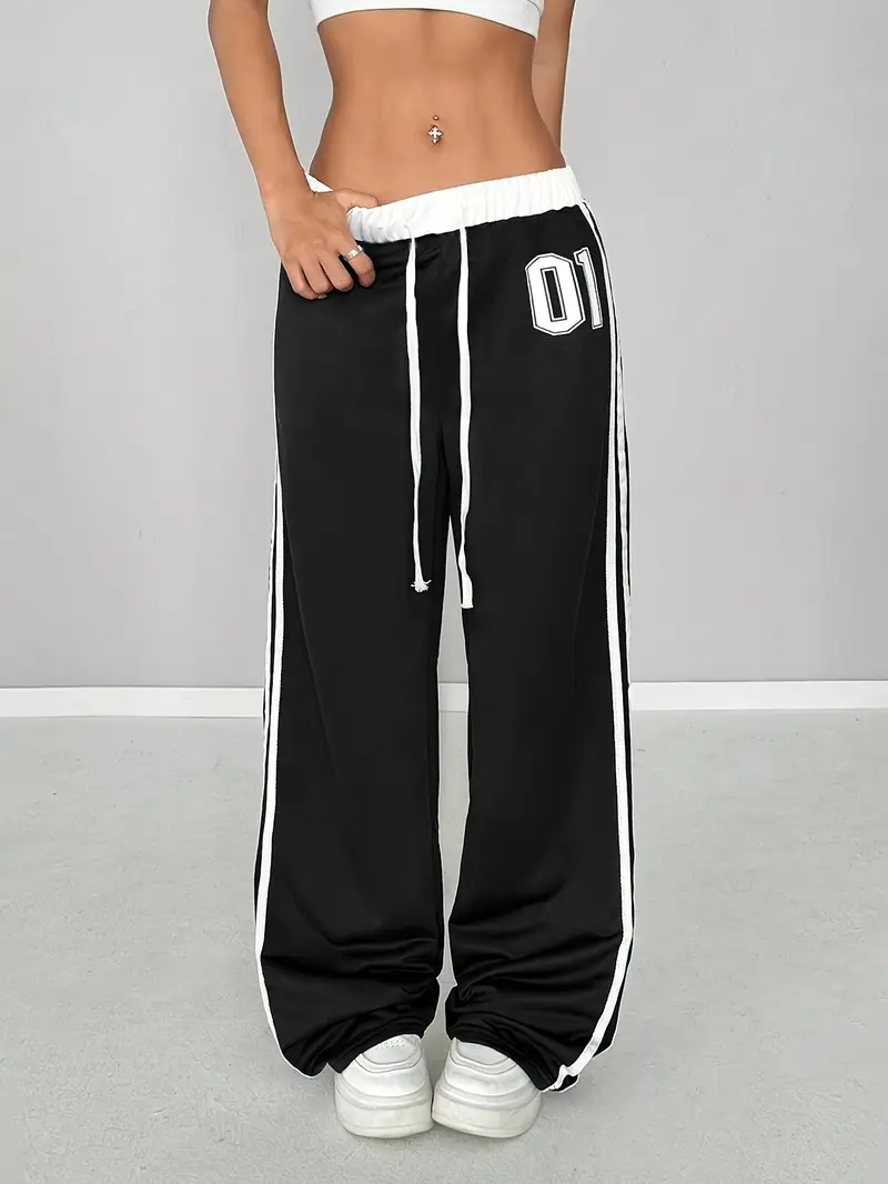 01 Number Oversize Beli İpli Baggy Eşofman Altı