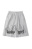 Baby Girl Baskılı Gri Unisex Penye Şort
