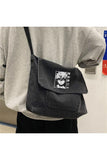 Bakugou Baskılı Vintage Unisex Gri Kot Postacı Çantası