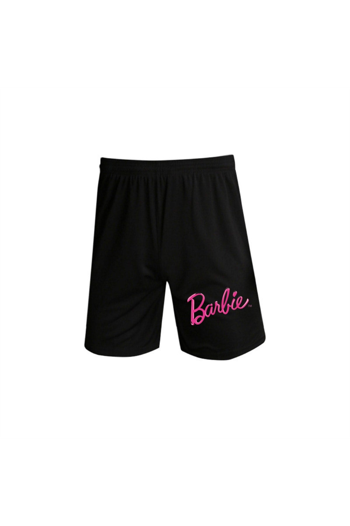 Barbie Baskılı Siyah  Penye Şort