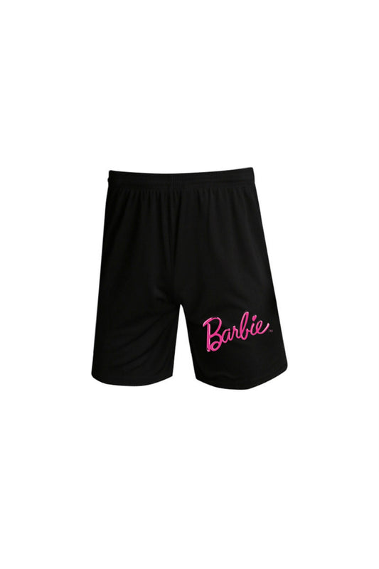Barbie Baskılı Siyah  Penye Şort