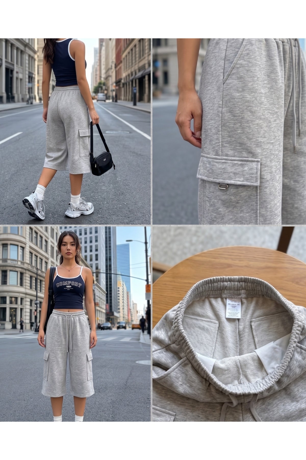 Basic Unisex Baggy Oversize Kargo Cep Bermuda Şort