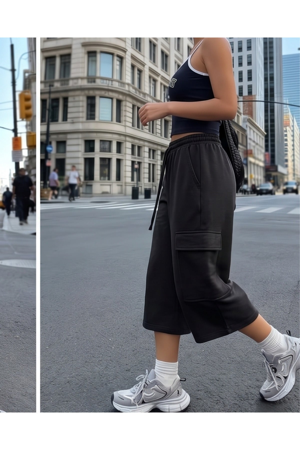 Basic Unisex Baggy Oversize Kargo Cep Bermuda Şort