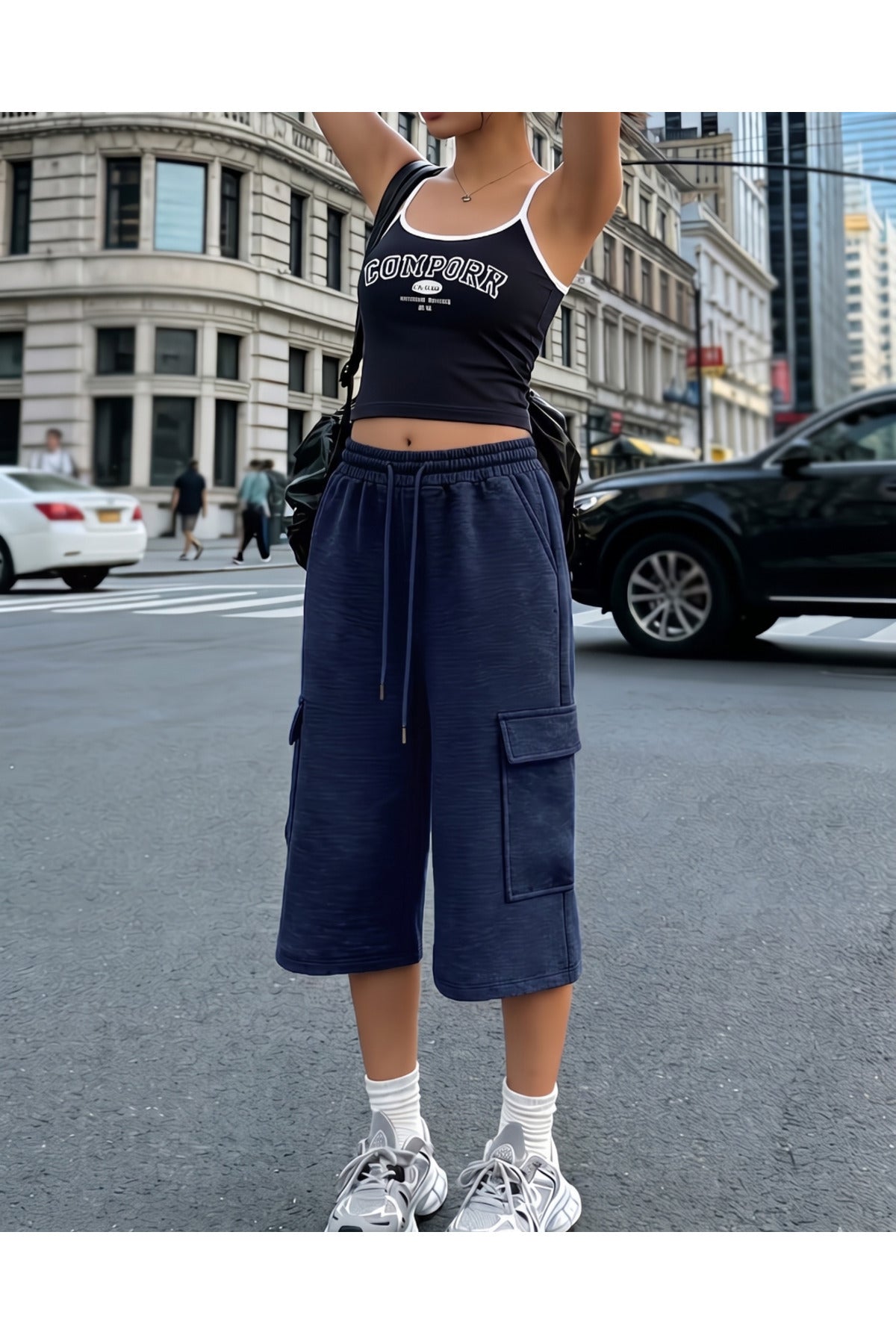 Basic Unisex Baggy Oversize Kargo Cep Bermuda Şort