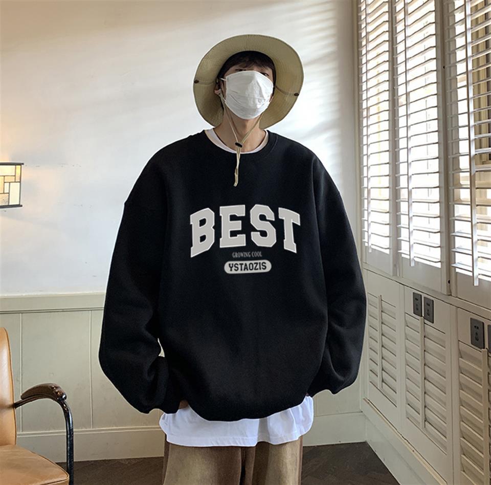 Best Baskılı Siyah Unisex Oversize Bisiklet Yaka Sweatshirt