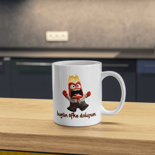 Ters Yüz Bugün Öfke Doluyum Beyaz Kupa