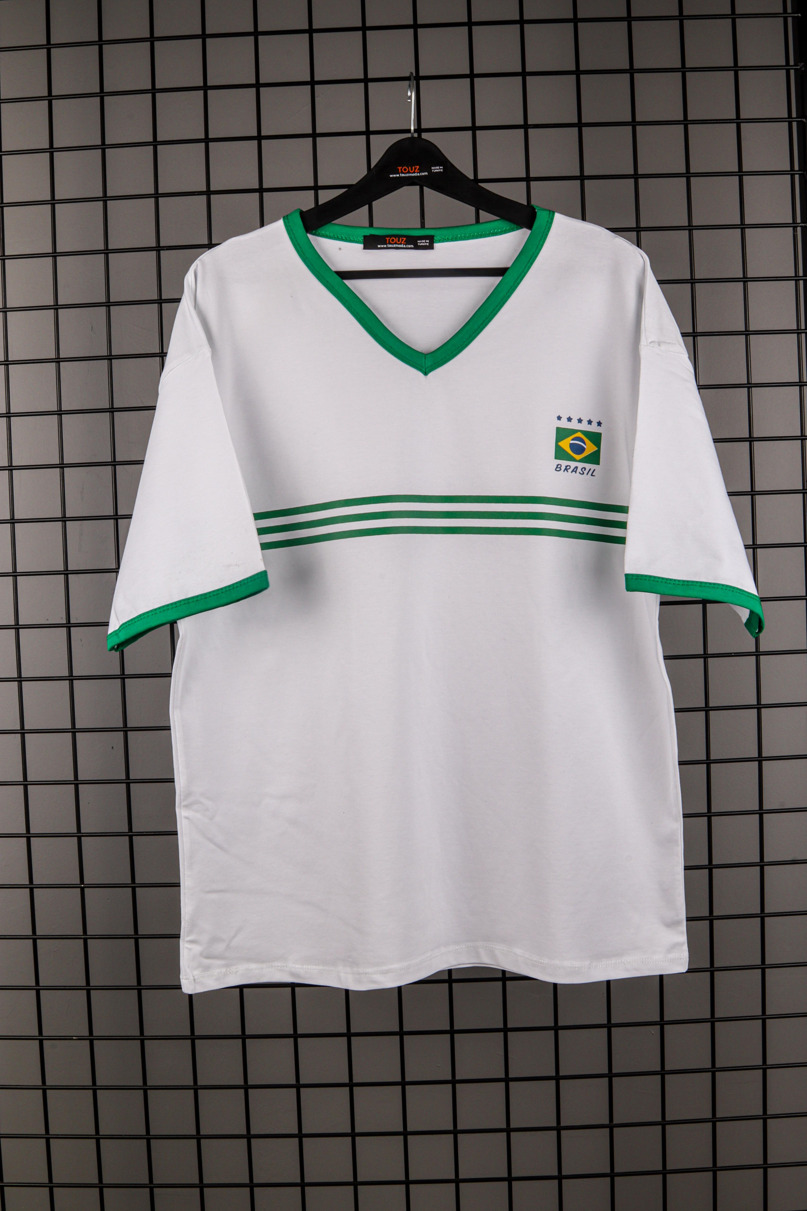 Vintage Brasil Oversize V Yaka Unisex Tshirt