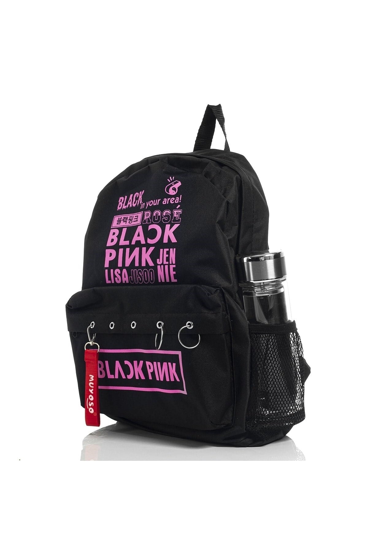 Black Pink Baskılı Çok Kullanılışlı Laptop Sırt Çantası Piersingli
