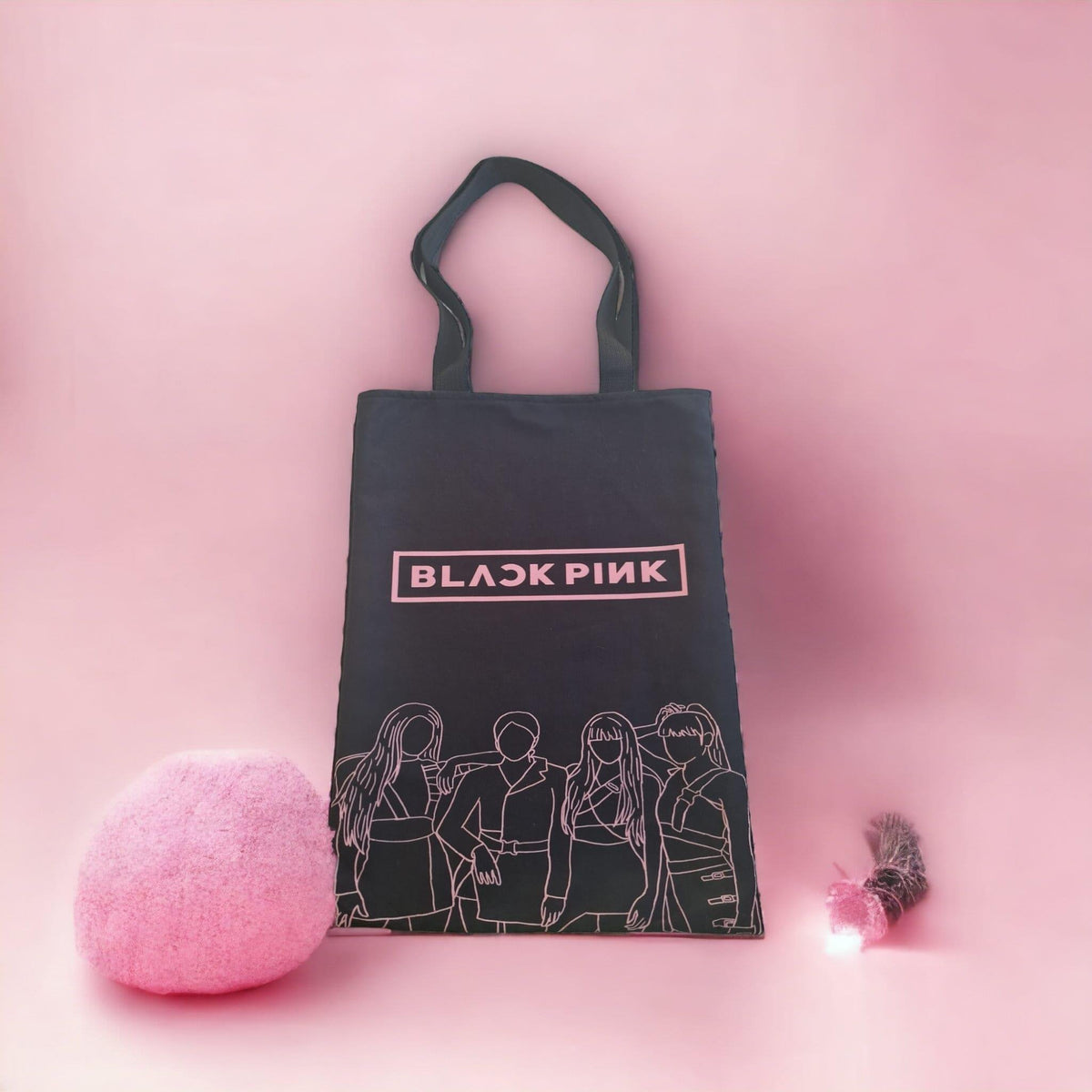 Black Pink Siyah Bez Çanta