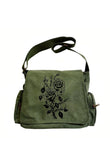 Black Rose Baskılı Unisex Postacı Çantası