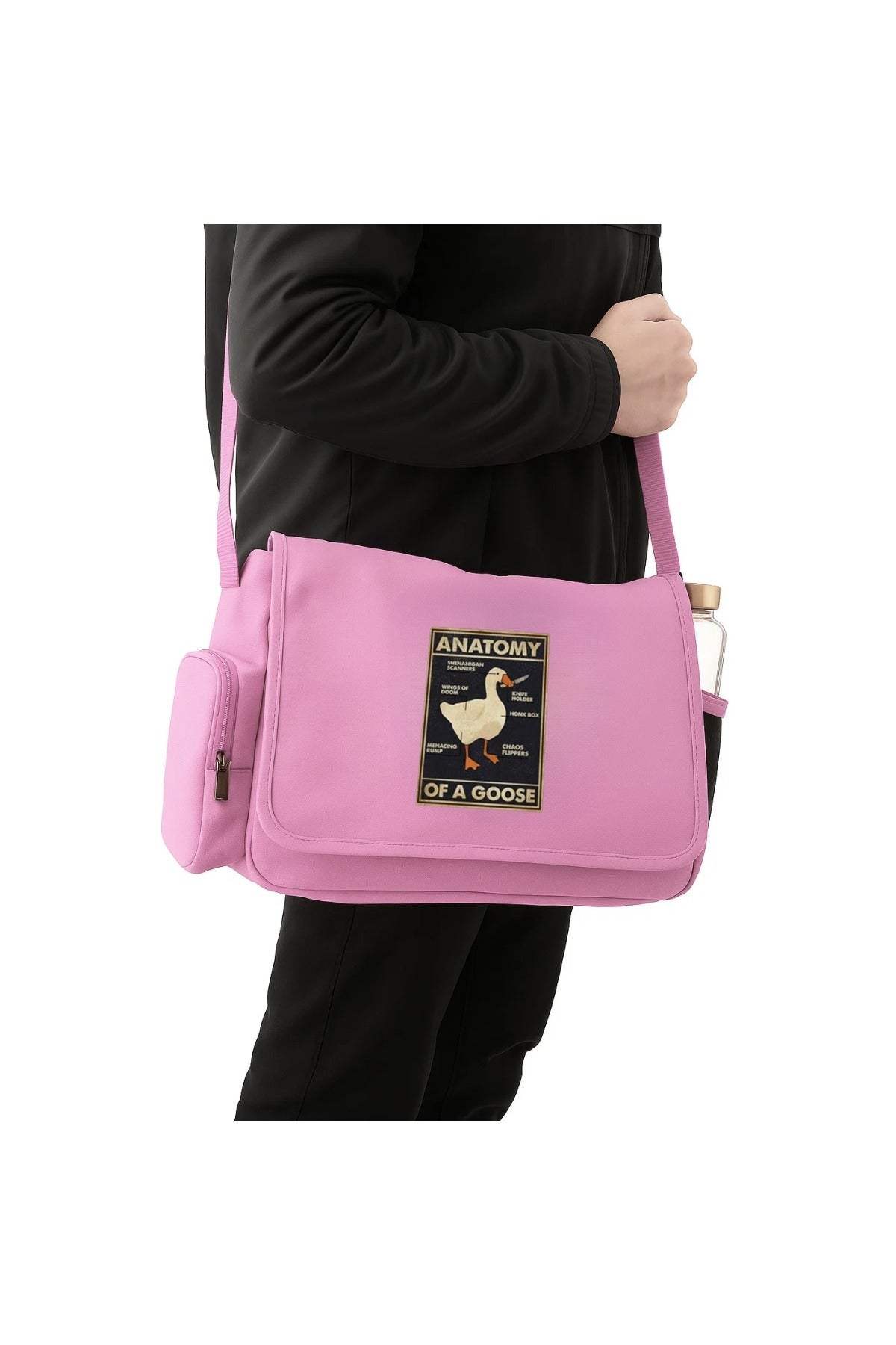 BlackCo Duck Anatomy Baskılı Unisex Yeşil Postacı Çantası