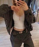 Lace Detail Beyaz İp Askılı Crop