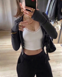 Lace Detail Beyaz İp Askılı Crop