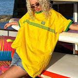 Vintage Brasil Oversize V Yaka Unisex Tshirt