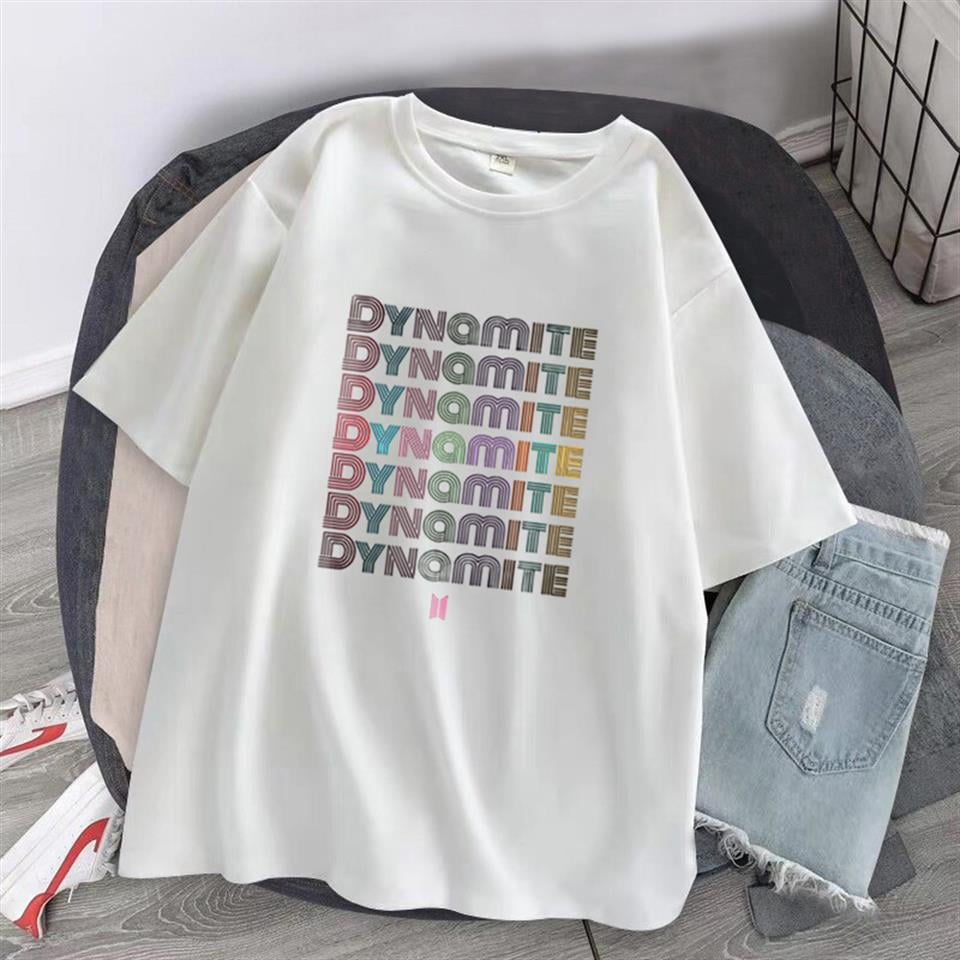 BTS Dynamite Baskılı Beyaz Unisex Oversize T-shirt