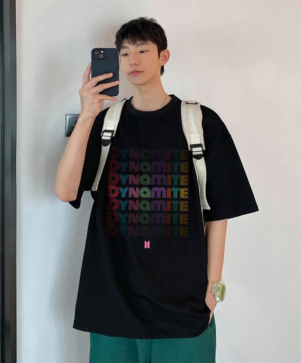 BTS Dynamite Siyah Unisex Oversize T-shirt