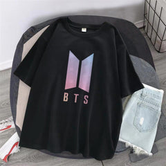 BTS Logo Siyah Unisex Oversize T-shirt