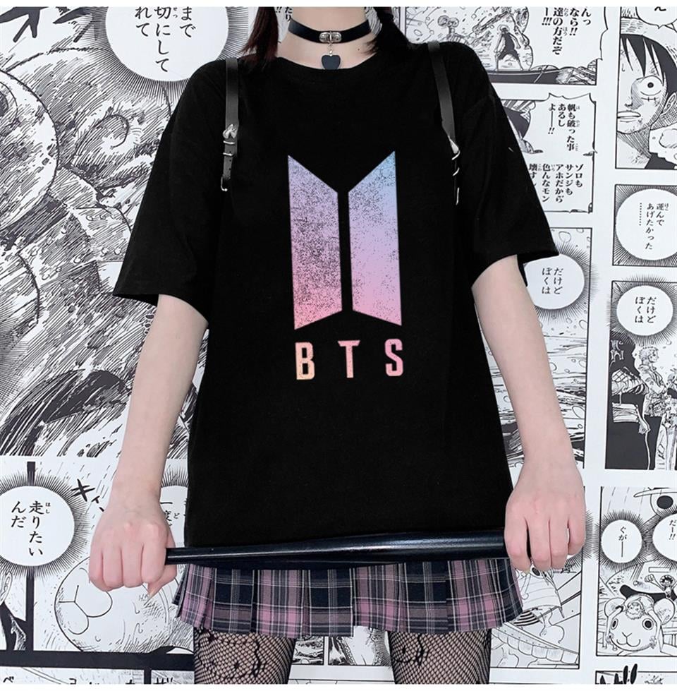 BTS Logo Siyah Unisex Oversize T-shirt