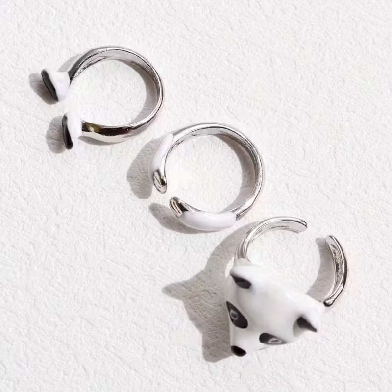 3'lü Sevimli Panda Yüzük