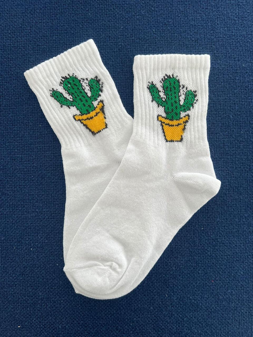 Cactus Unisex Beyaz Kolej Çorap