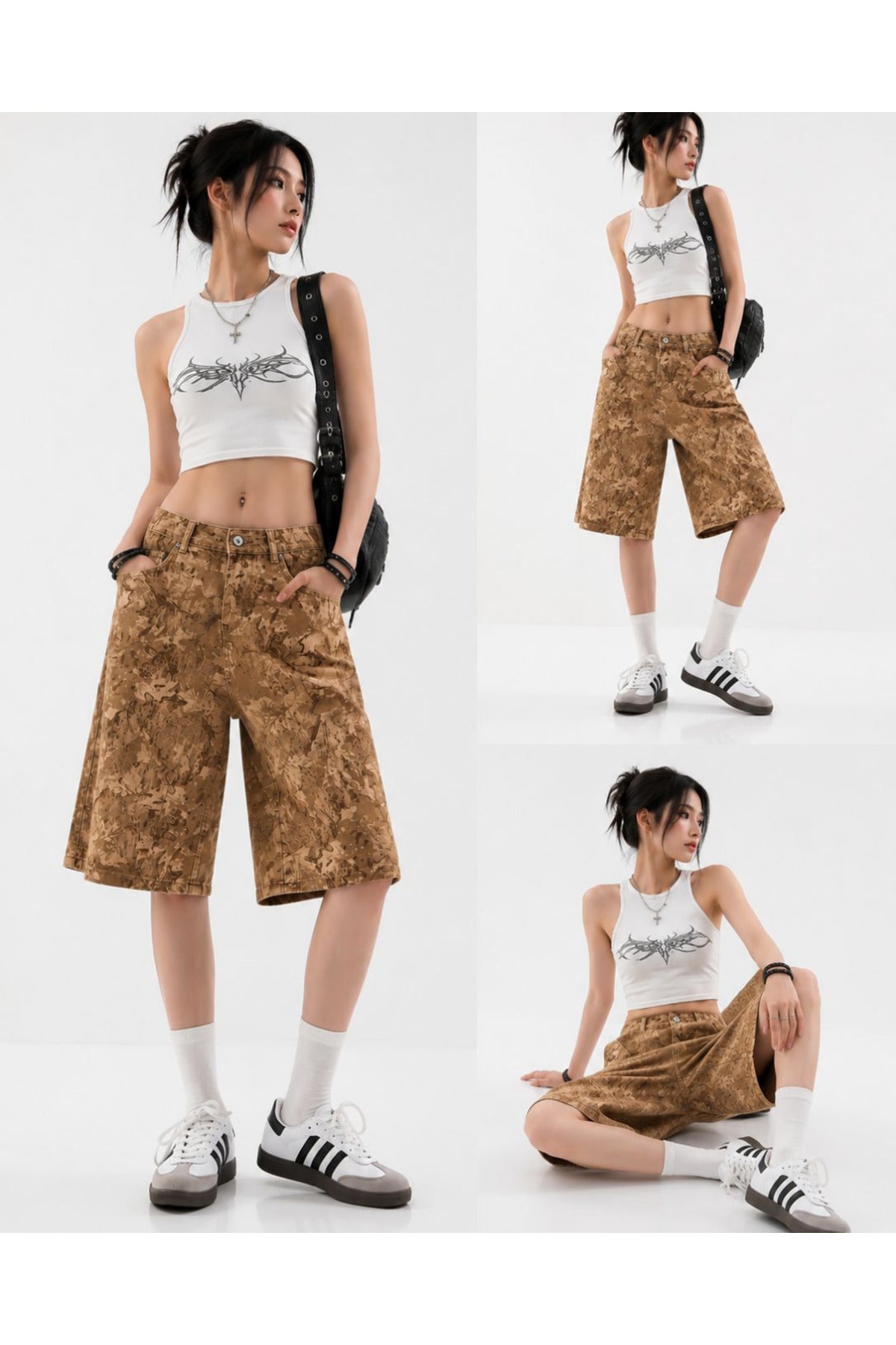 Camo Cargo Harajuku Y2K Unisex Şort Bermuda