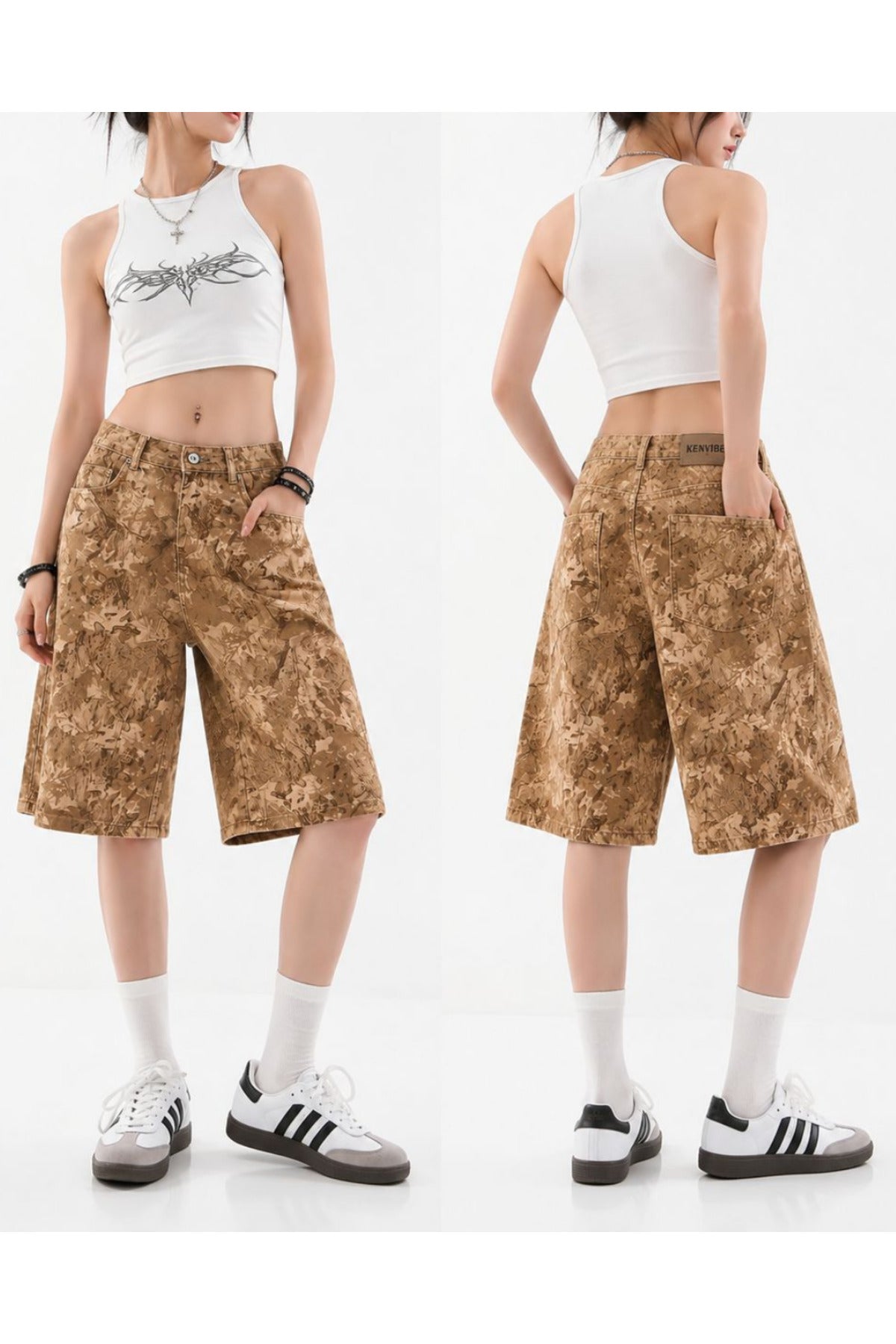 Camo Cargo Harajuku Y2K Unisex Şort Bermuda