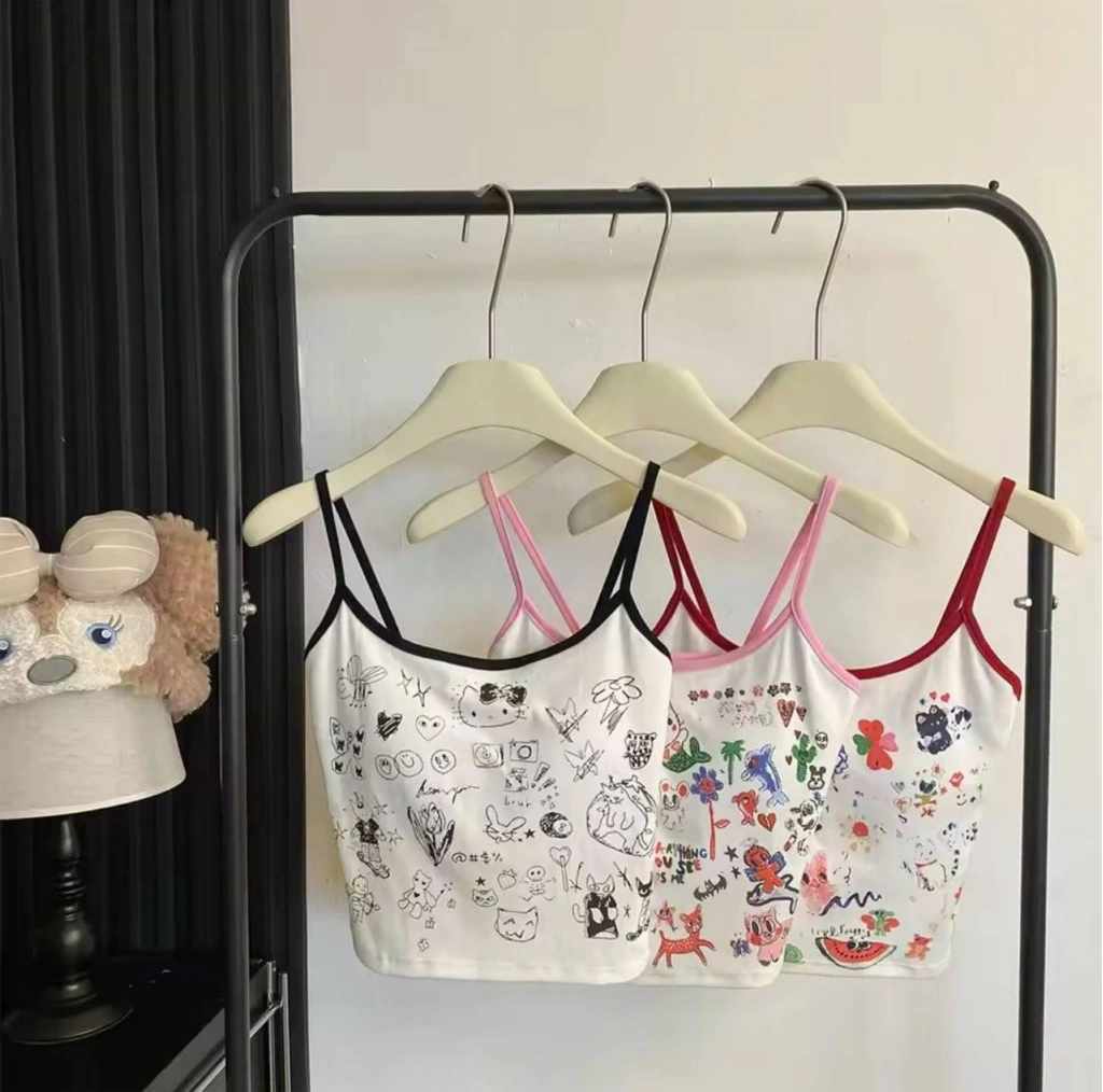 Cute Hello Cat Askılı Kırmızı Crop