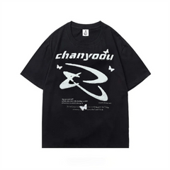 Chanyoou Street Style Oversize Unisex Siyah T-Shirt