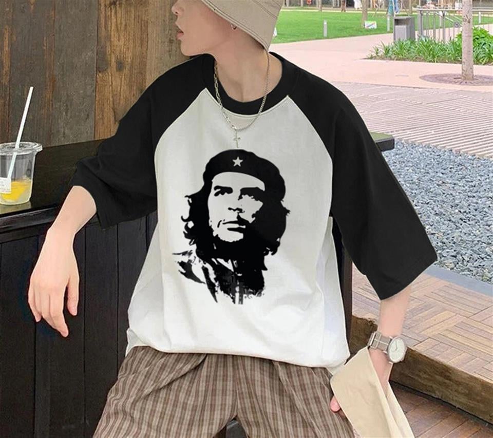 Che Guevara Baskılı Reglan Kol Beyaz Unisex Oversize T-shirt