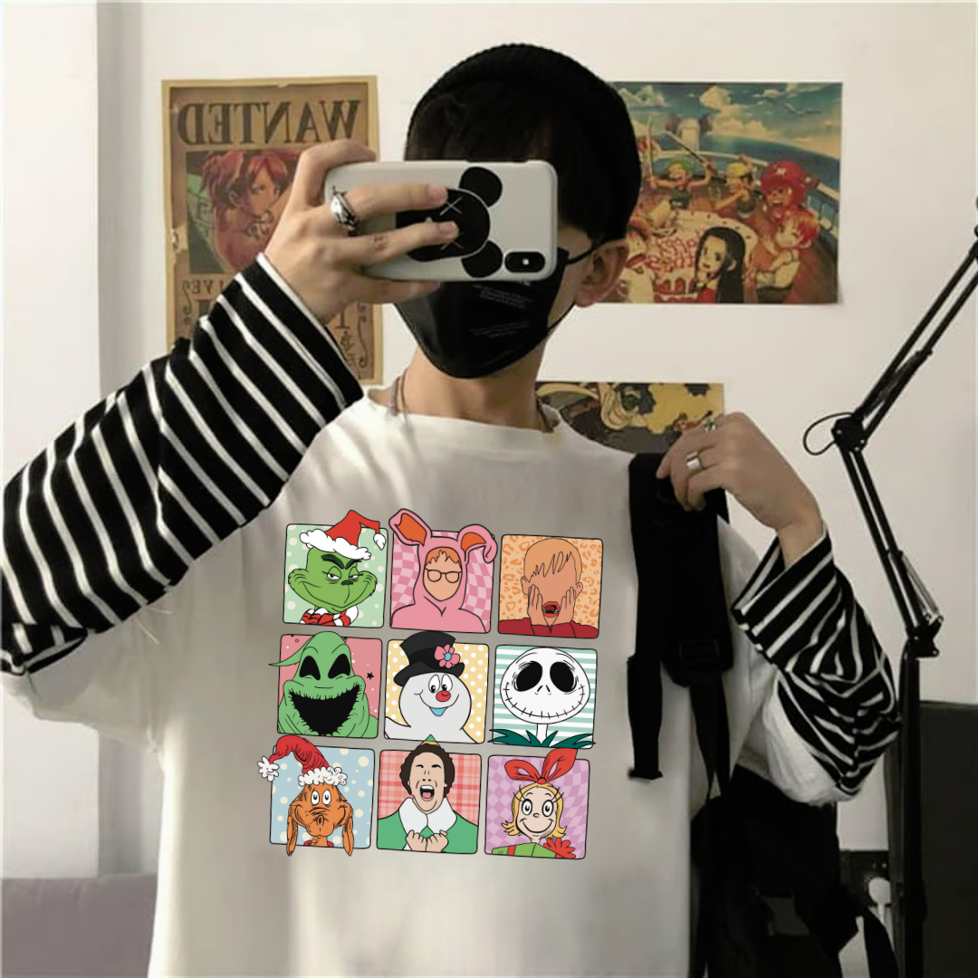 Christmas Gallery Baskılı Fake Sleeves Unisex Beyaz T-shirt