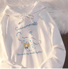 Cinnamoroll Baskılı Beyaz Kapşonlu Sweatshirt