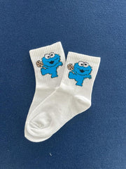 Cookie Monster Unisex Beyaz Kolej Çorap