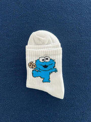 Cookie Monster Unisex Beyaz Kolej Çorap