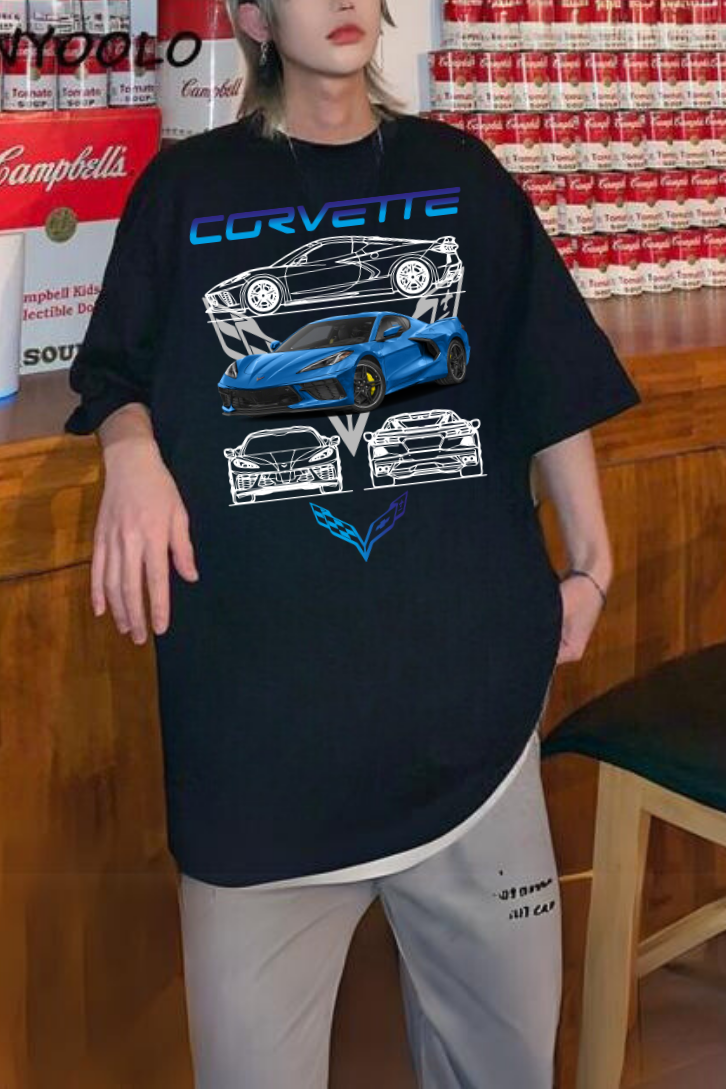 Corvette Retro Baskılı T-shirt