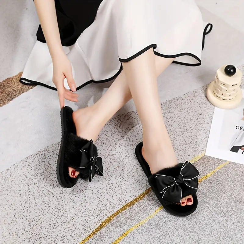 Y2K Ribbon Peluş Terlik