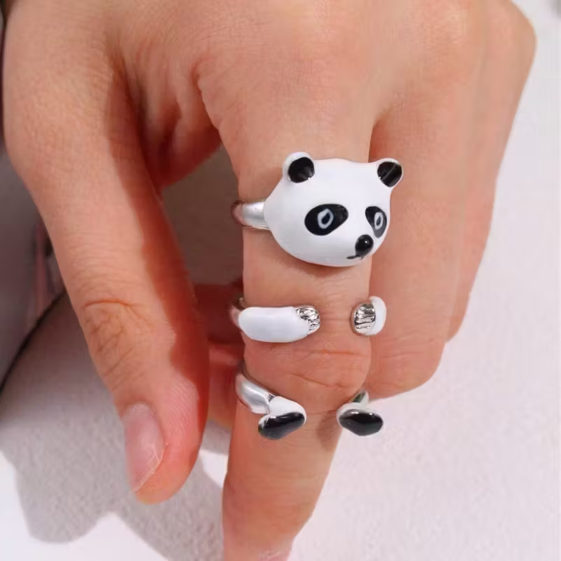 3'lü Sevimli Panda Yüzük