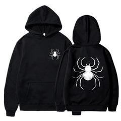 Dangerous Spider Ön-Arka Baskılı Siyah Unisex Oversize Kapüşonlu Sweatshirt