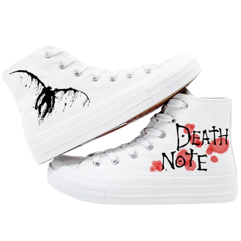 Death Note Baskılı Beyaz Unisex Kanvas Ayakkabı