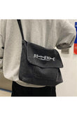 Death Note Baskılı Vintage Unisex Gri Kot Postacı Çantası