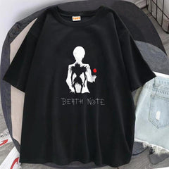 Death Note L Apple Baskılı Siyah Unisex Oversize T-shirt