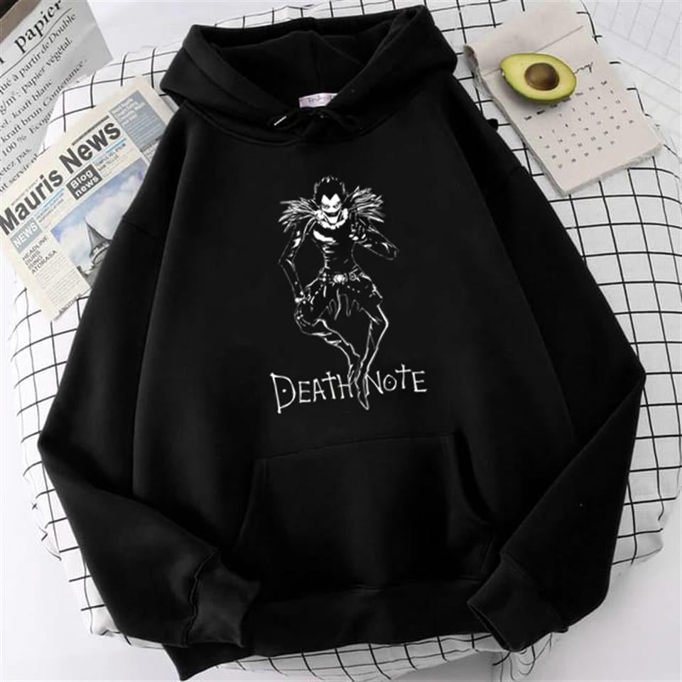 Death Note Ryuk Baskılı Siyah Unisex Oversize Kapüşonlu Sweatshirt