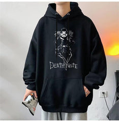 Death Note Ryuk Baskılı Siyah Unisex Oversize Kapüşonlu Sweatshirt