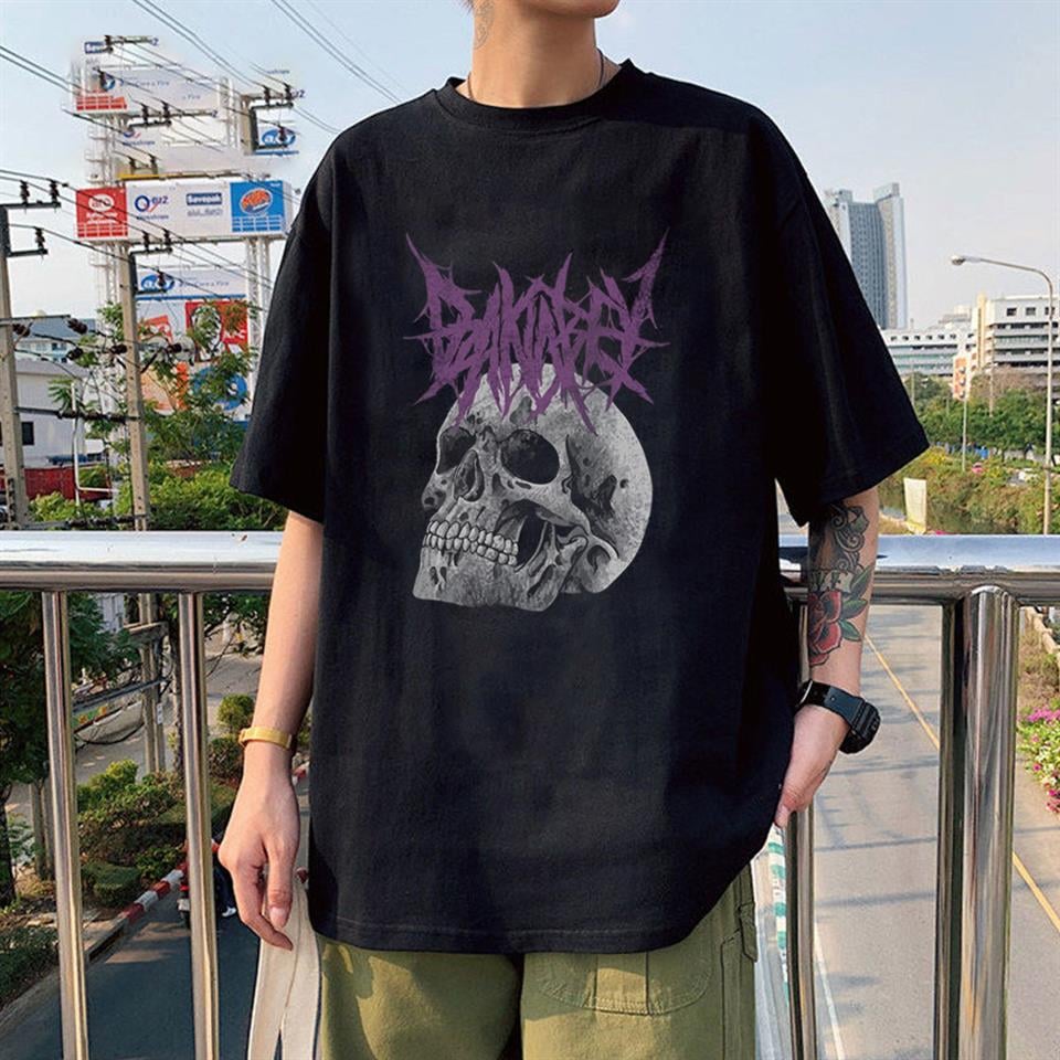 Deathless Skull Baskılı Siyah Unisex Oversize T-shirt