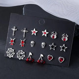 Gothic Red Tasarımlı Küpe Seti