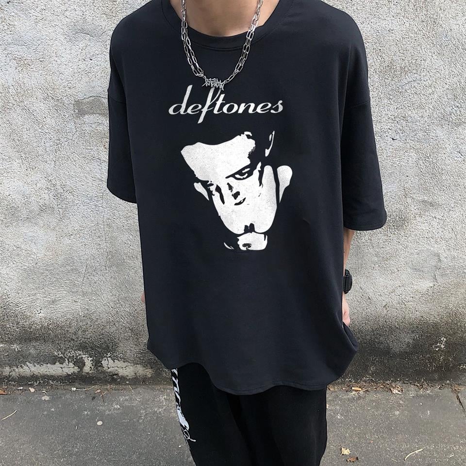 Deftones Baskılı Siyah Unisex Oversize T-shirt