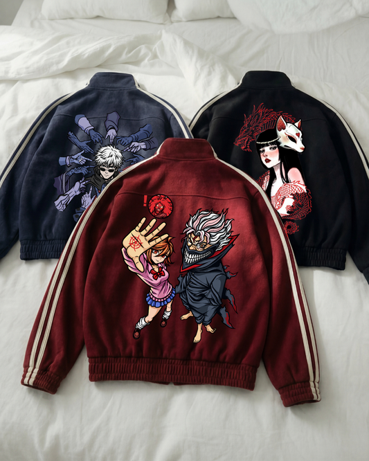 China Design Çift Çizgili Oversize Unisex Ceket ( 3 İplik)