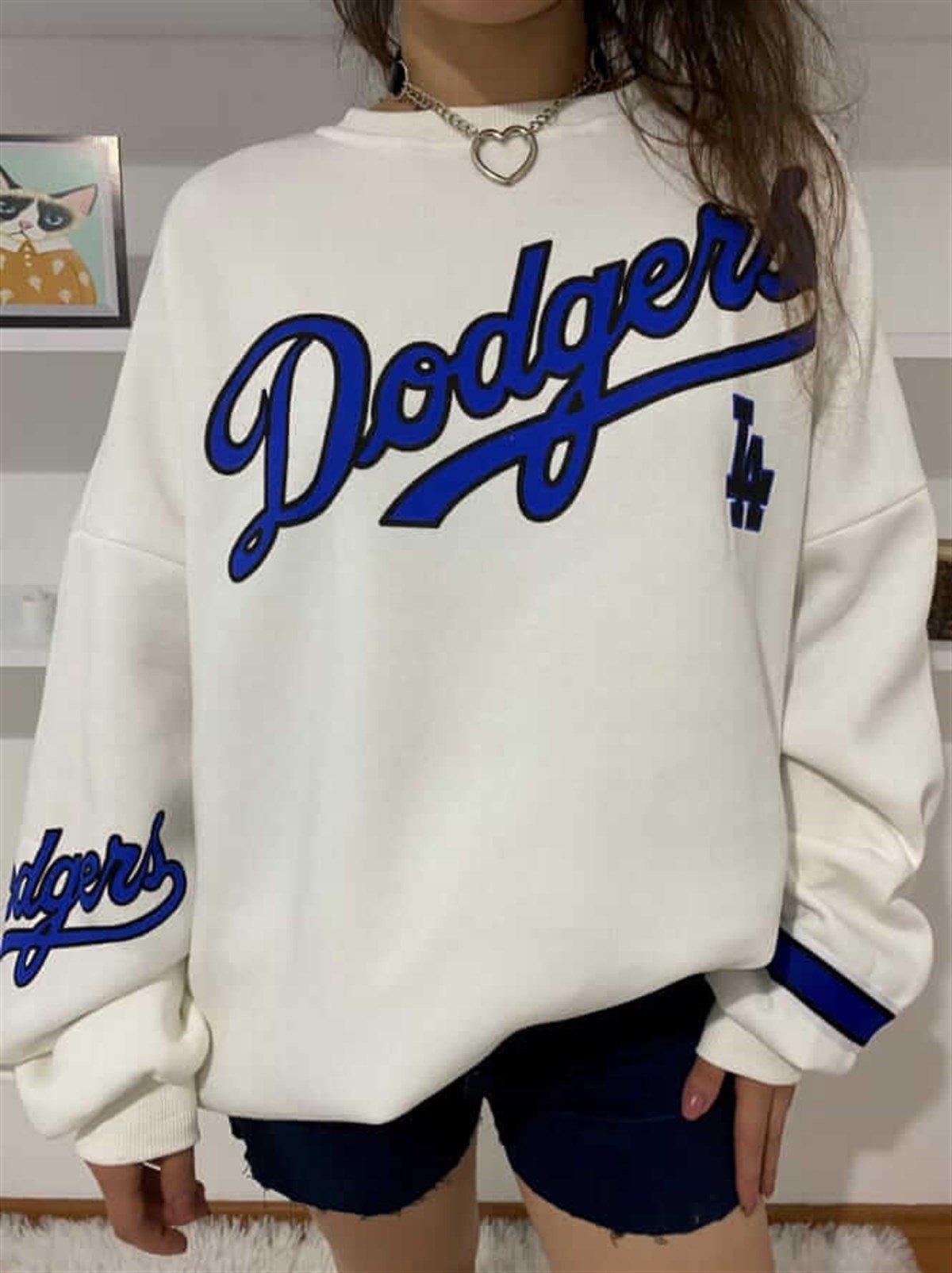 Dodgers Oversize Beyaz Sweatshirt