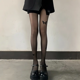 Butterfly Gothic Desenli Ithal Fileli Külotlu Çorap