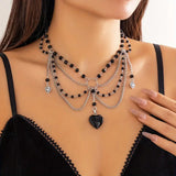 Retro Gothic Heart İnci Detaylı Kolye