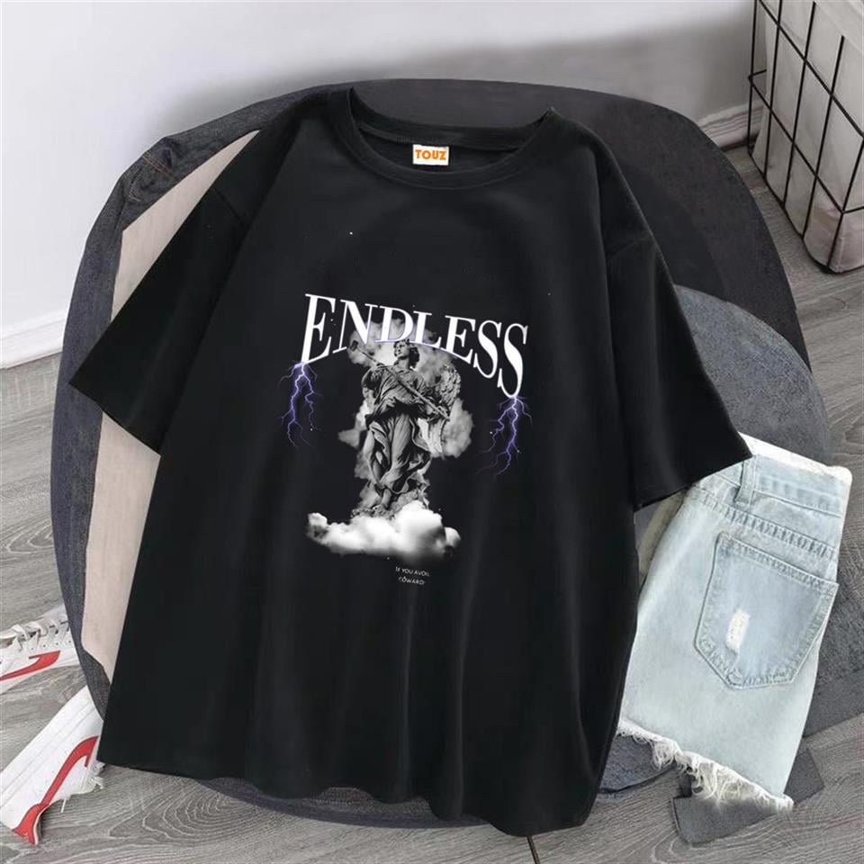 Endless Baskılı Siyah Unisex Oversize T-shirt